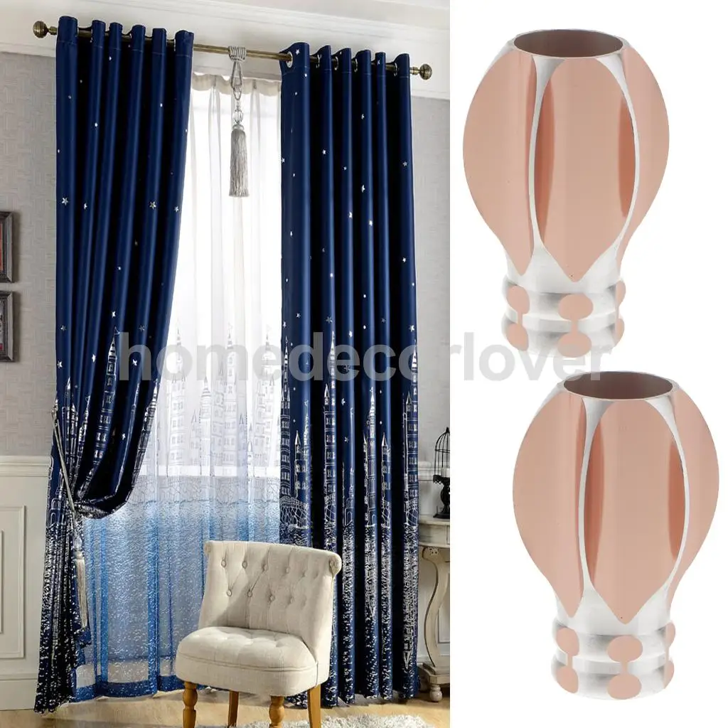2Pcs Decorative Elegant Design Window Curtain Rod Ends Drapery Rail Pole Heads Caps Fit 25/28mm Inner Diameter Rods 