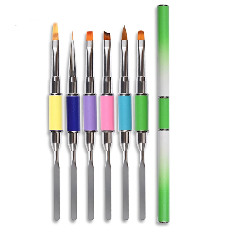 

2 Way Nail Art Brush Drawing Painting Liner Ombre Gradient Nail Pen UV Pigment Mixing Manicure Nail Tools