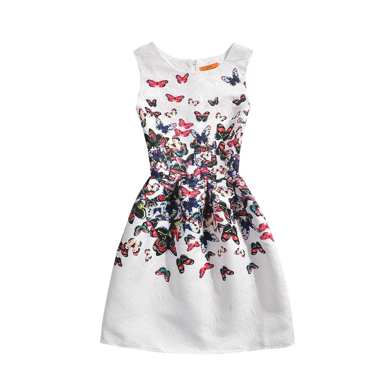 Популярное летнее платье «Эльза»; платья для девочек; праздничное платье для девочек; vestidos; Платье с принтом бабочки для подростков; одежда для маленьких девочек; костюм