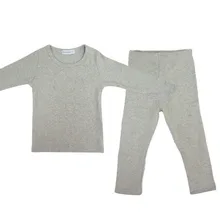 Детское термобелье из хлопка с длинными рукавами и круглым вырезом, подштанники, комплект домашней одежды на весну-KU-1503