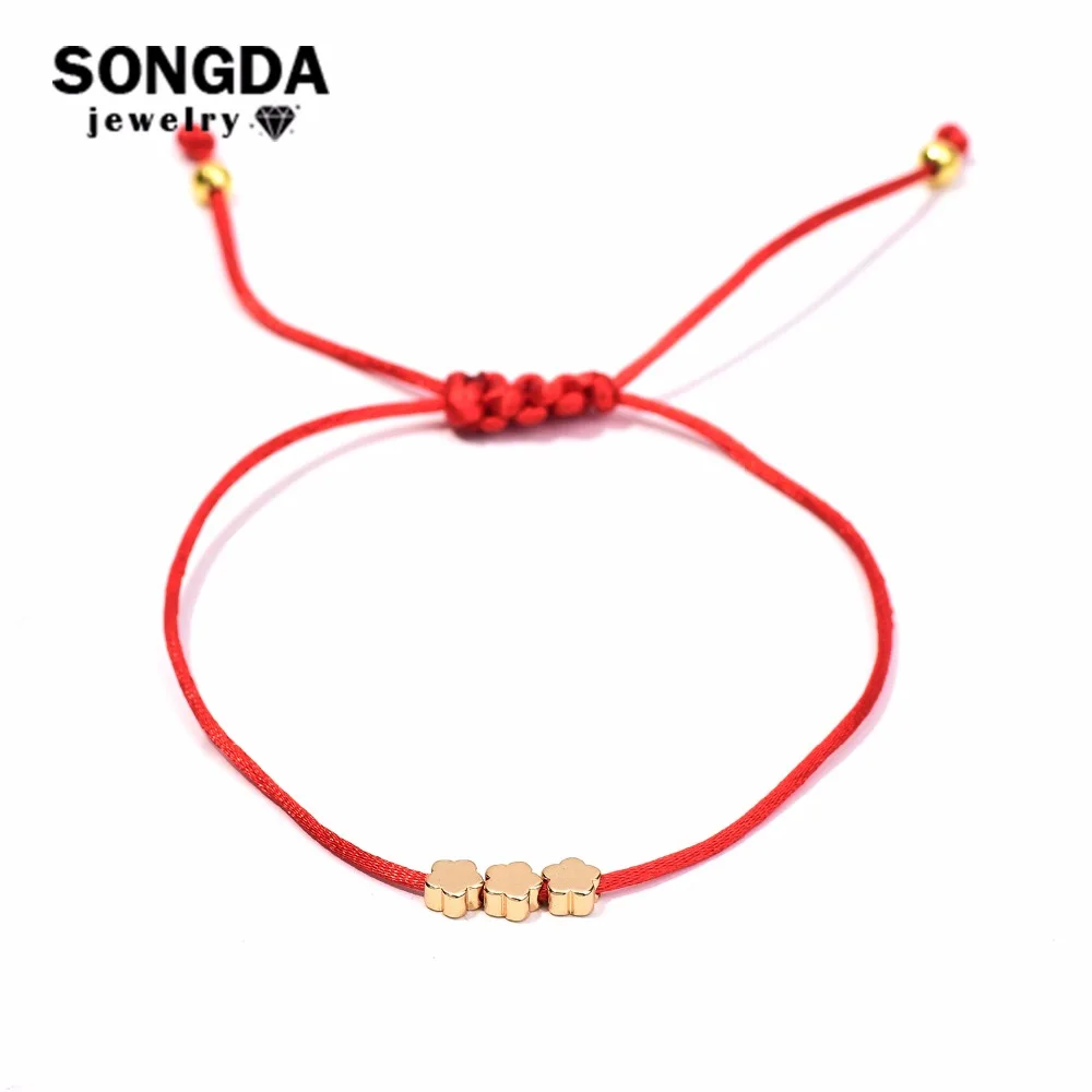 Красивые Мини браслеты SONGDA из красных ниток с цветами для женщин детей девочек