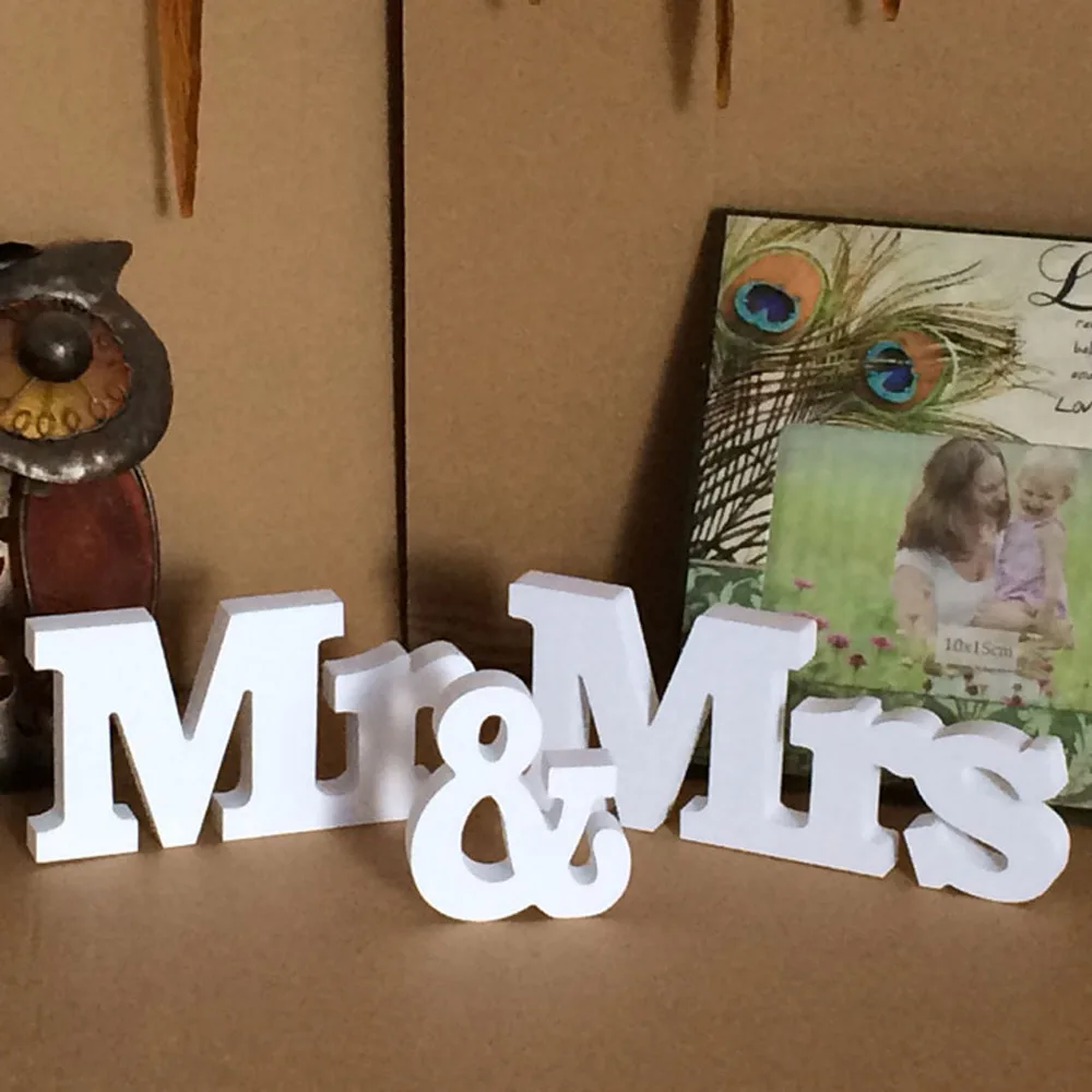Белая буква Mr And Mrs деревянная стойка верхнее украшение свадебного