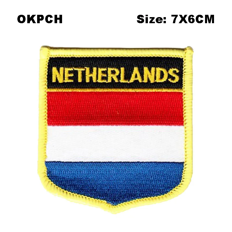 

Netherlands Shield Shape Iron-on Flag Patch Embroidered Saw on Badges Patches for Clothing PT0076-S