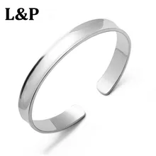 L& P Новая мода 999 браслет из чистого серебра и блэкелеты для женщин, ручной простой вогнутый Гладкий Открытый браслет