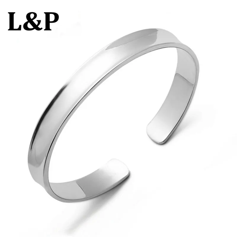 L&ampP New Fashion 999 pure Silver Bangle&ampBlacelets For Women Manual simple concave smooth opening Bracelet Free shipping | Украшения и