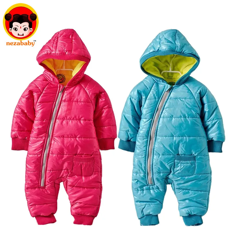Promotion 2015 Hot fashion baby romper for winter cotton padded coat one piece romper outwear children