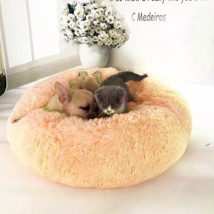 Длинная плюшевая супер мягкая кровать для домашних животных питомник собака круглый кот зимний теплый спальный мешок щенок подушка коврик переносные принадлежности для кошек