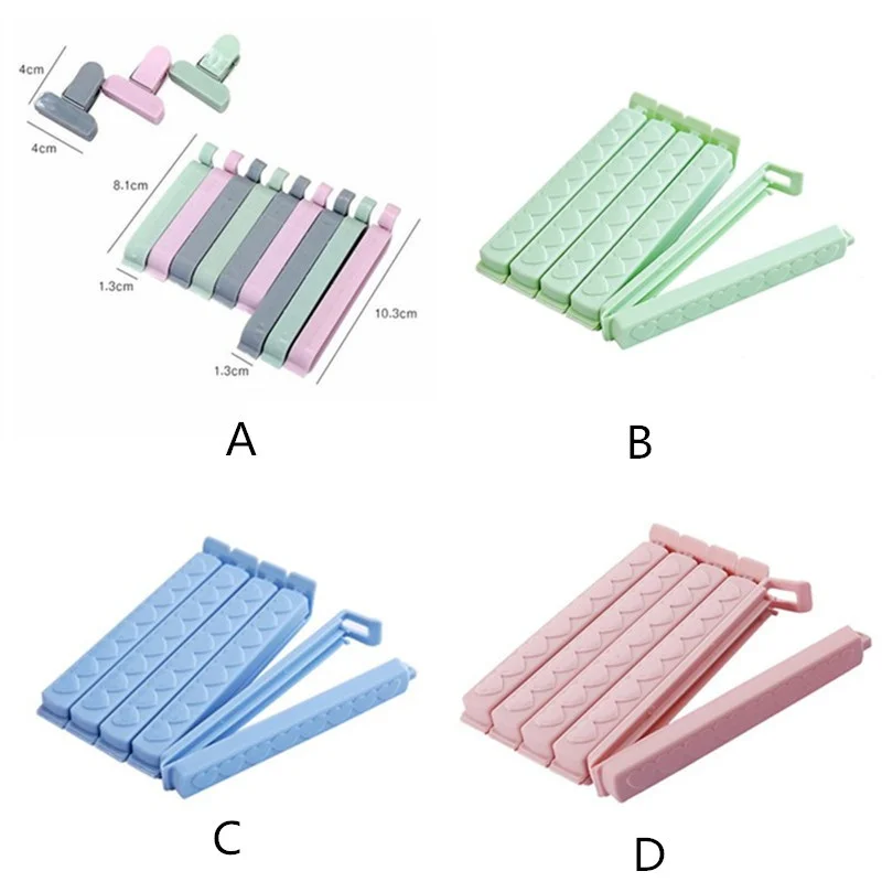 Горячая 5 шт./12 шт./упаковка Кухня Еда закуски хранения уплотнительное Зажимы для пакетов герметик зажим одноцветное Цвет Еда инструмент