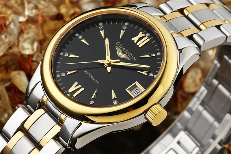 Womens Watches GUANQIN Date Luminous Rainstone Automatic Watch Waterproof Mechanical Watch Brand Luxury Stainless Steel Back (11)