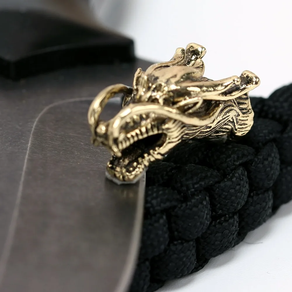1 шт. китайский дракон металлические бусины Кемпинг сплав для наружного ножа браслет DIY Паракорд аксессуары