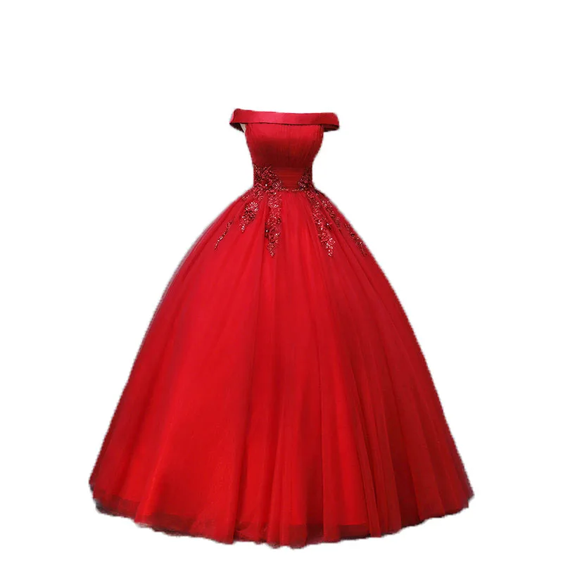 Горячая Распродажа, красные Бальные платья, кружевное бальное платье с аппликацией из бисера, длинное платье для выпускного вечера, милое платье 16 для 15 лет размера плюс - Цвет: Красный