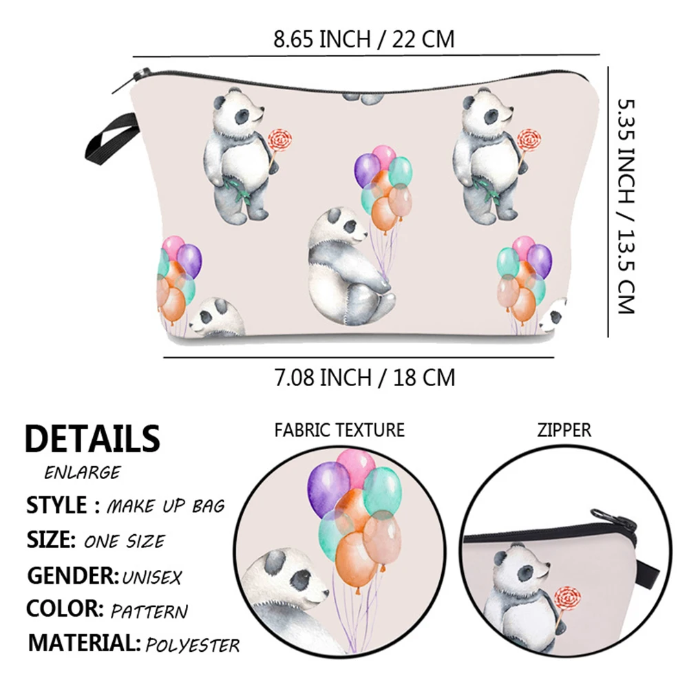 Милый мультфильм воздушный шар с пандой печати молния макияж кисточки хранения для женщин косметичка Maquiagem Profissional Организатор