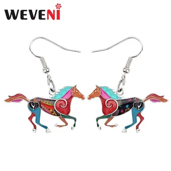 

WEVENI Enamel Alloy Elegant Running Horse Earrings Drop Dangle TrendyWild Animal Jewelry For Women Girls Teens Gift Wholesale