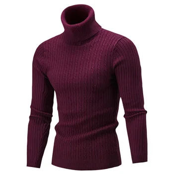 

Laamei 2019 New Autumn Winter Men's Sweaters Male Turtleneck Solid Color Casual Sweater Men's Slim Fit Brand Knitting Pullovers