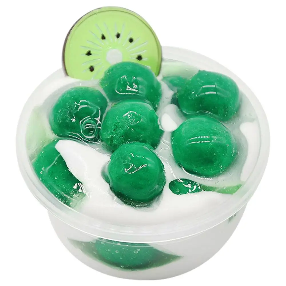 Фруктовое Мороженое Puff Slime putty душистый стресс Детский пластилин Хрустальная грязевая игрушка 60 мл торт Slime Kids Relief Stress Toys - Цвет: Зеленый