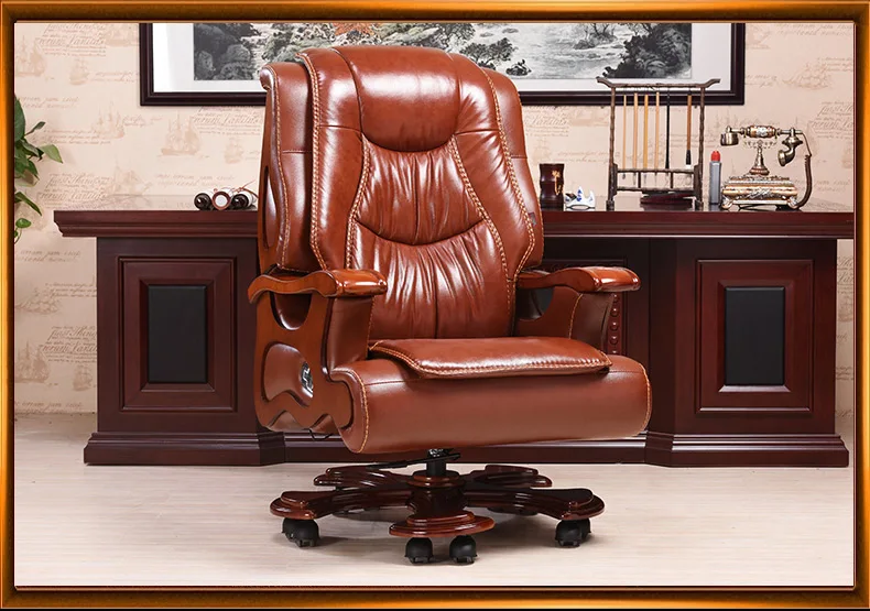 Solid Wood Boss Chair. Leather Of Large Chair Lift Massage Can Lie