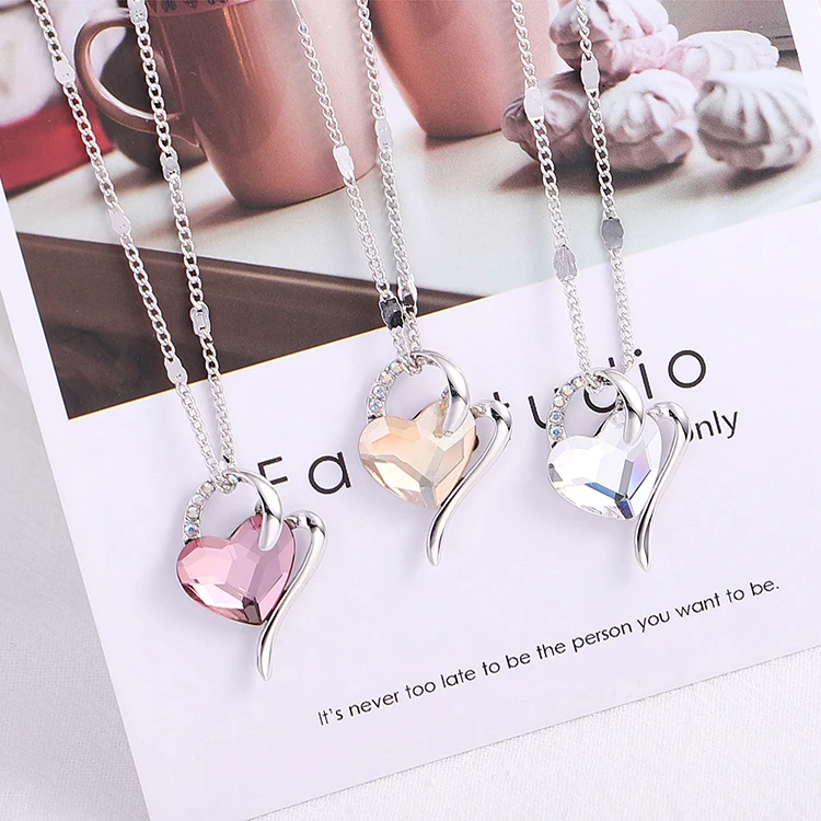 BeBella розовая подвеска в виде сердца с кристаллами Swarovski модные ювелирные изделия