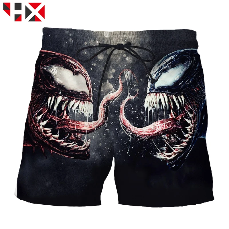 

HX Summer Cool 3D Printed Hip Hop Men Shorts Marvel Venom Unisex Movie Venom Beach Shorts Harajuku Streetwear Short Pants A552