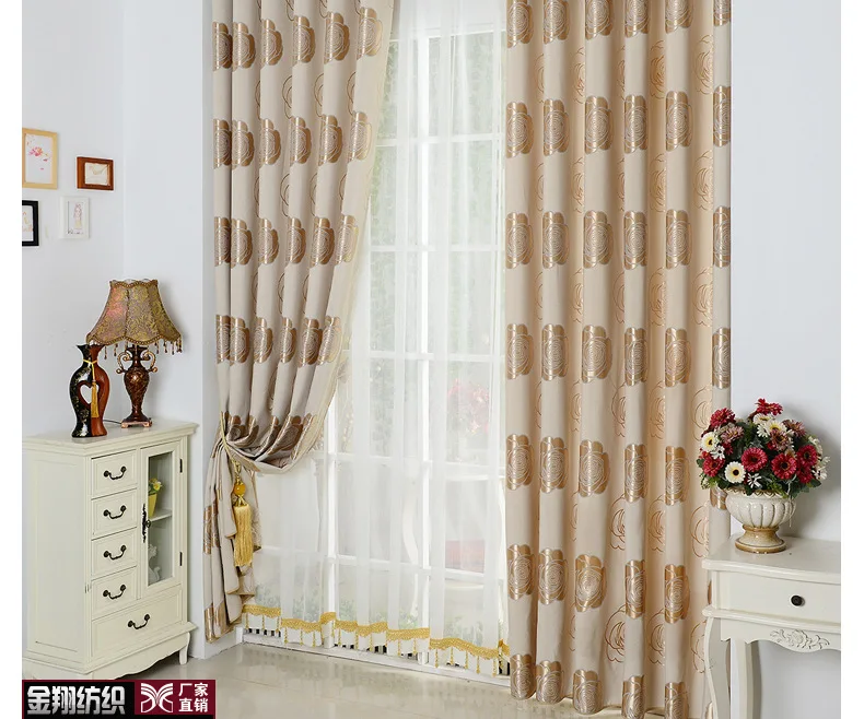 Дешевые цены роскошные шторы жаккардовые гостиная спальня занавески с флорой
