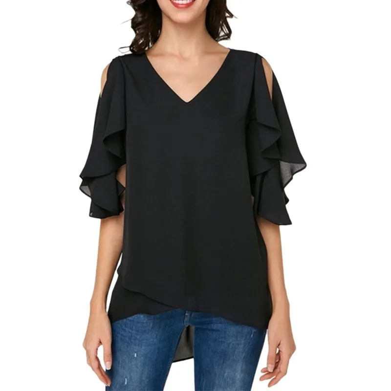 

Summer Maternity Clothes Chiffon Blouses Plus Size 5XL Sexy Tops V Neck Casual Shirts Pregnant Women's Clothes