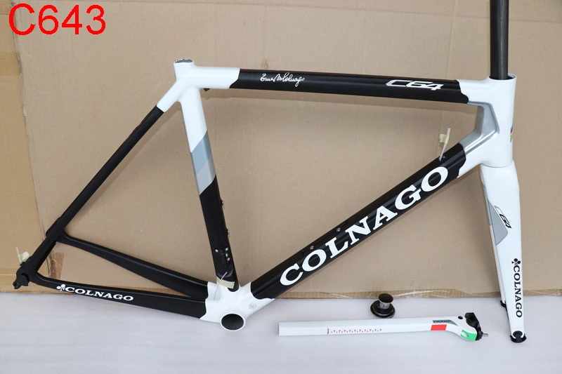 Cheap black gold Carbon road frame Colnago C64 bicycle frame size 48 50 52 54 56cm BB386 frameset 5