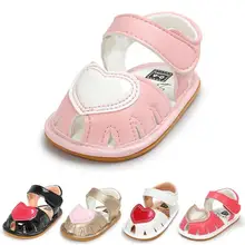 Новое платье принцессы в форме сердца Дизайн весна лето детские сандалии искусственная кожа резиновая подошва против скольжения для малышей Обувь для девочек детская обувь