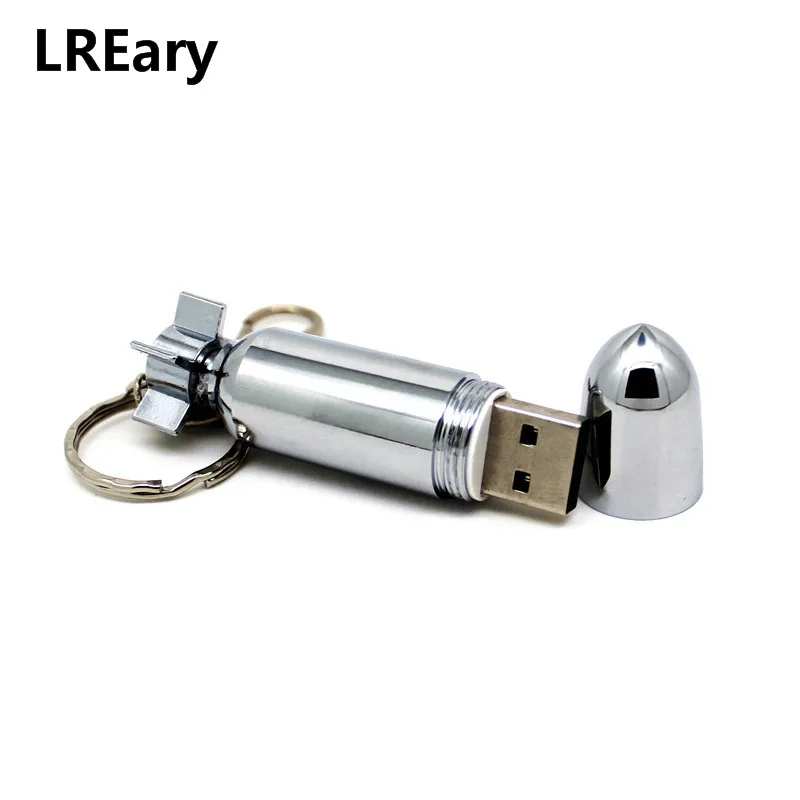 Брелок торпедный ракета бомба флэш накопитель usb металлическое серебристое memory