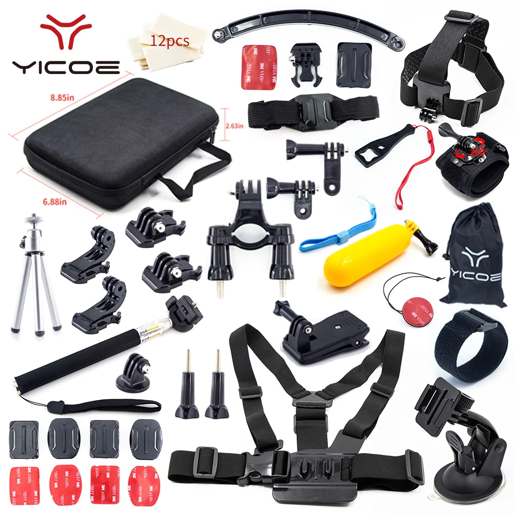 

for Go Pro Hero Session 6 5 4 3 Accessories Kit Case Helmet Mount Monopod AdapterSJCAM SJ6 SJ4 Xiaomi yi 4k GoPro Action Camera