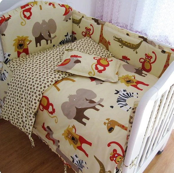 Promotion 9PCS Full Set font b Cute b font Baby Cot Set 100 Cotton Crib Set