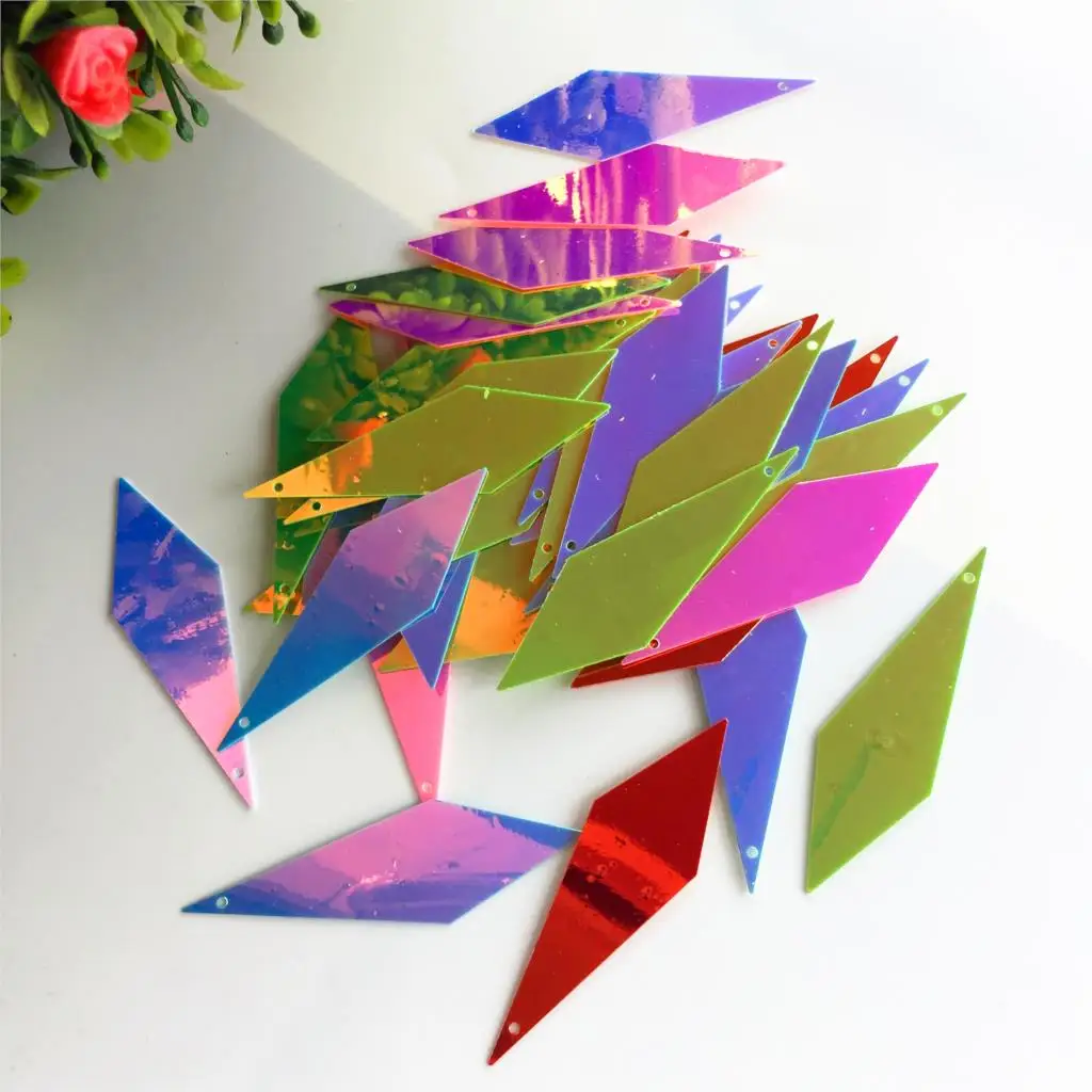 

260pcs 15*50mm Big Diamond Shape Loose Large Sequins For Crafts With 1 Hole Sewing DIY Earring Garment Accessories Spangles