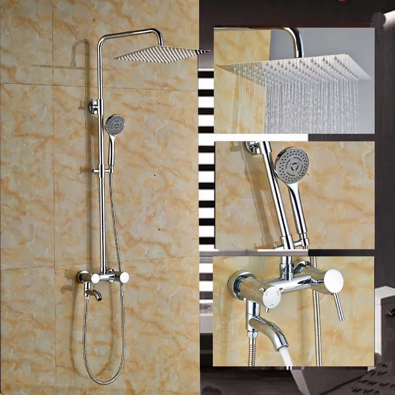 

Chrome Finished 10 Inch Shower head Bathroom Tub Shower Mixer Faucet with Hand shower