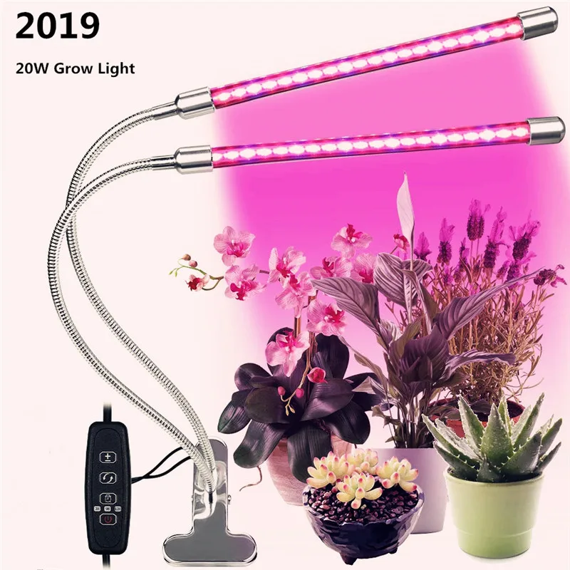 

20W USB LED Grow Light Full Spectrum Auto ON&Off 3/9/12H Timer 5 Dimmable Levels Clip Desk Plant Light for Indoor Plants