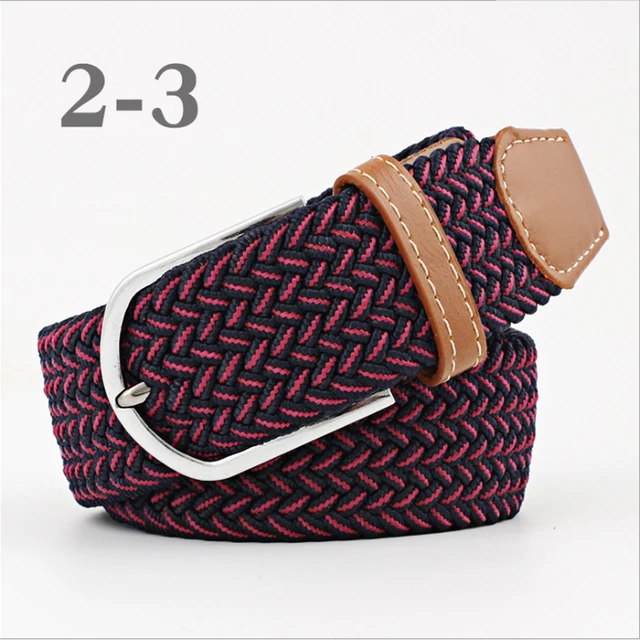ZLD 60 Colors Female Casual Knitted Pin Buckle Men Belt Woven Canvas Elastic Expandable Braided Stretch Belts For Women Jeans 44