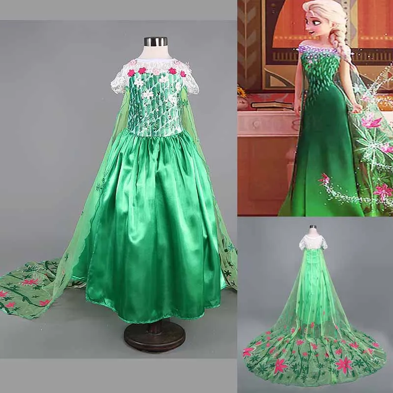 Tiange/высококачественное длинное платье для девочек на свадьбу; костюмы для детей; праздничное платье принцессы с От 3 до 12 лет для малышей; детская накидка; детская одежда с изображением Анны