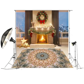 

HUAYI Christmas backdrops Stove Photo Background Vinyl Xmas Photograhy Prop for Studio Pictures or Family Photo XT-7403