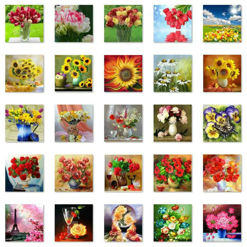 

MHD Multi style 5d diy diamond painting flowers multi style flower picture 3D diamond embroidery art mosaic decoration FL28-FL54