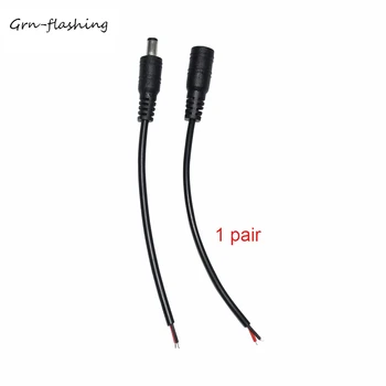 

5pcs ot DC Power Cable Female+male Jack Connector cable 5.5*2.1mm black flxible cable to connect LED strip power video line