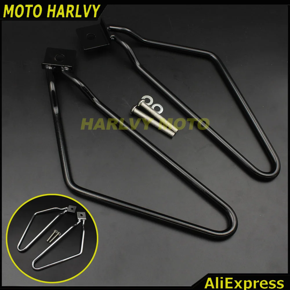 Motorcycle Black Saddle Bag Support Bars Mount Bracket For Sportster Xl