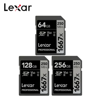 

Original Lexar SD Card 1667x 256GB Class 10 Max Reading Speed 250MB/s UHS-II Memory Card 64GB 128GB V60 U3 For 4K video Camera