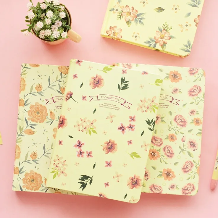 

Flowers Fall" Journal Diary Diary Hard Cover Cute Planner School Study Notebook Memo Agenda Notepad