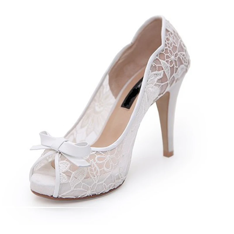 2018 Fiancee Engagement Party Shoes Peep Toe Lace Wedding Shoes Mother of the Bride Shoes White Color Bowtie Party Prom Pumps 2018 Fiancee Engagement Party Shoes Peep Toe Lace Wedding Shoes Mother of the Bride Shoes White Color Bowtie Party Prom Pumps