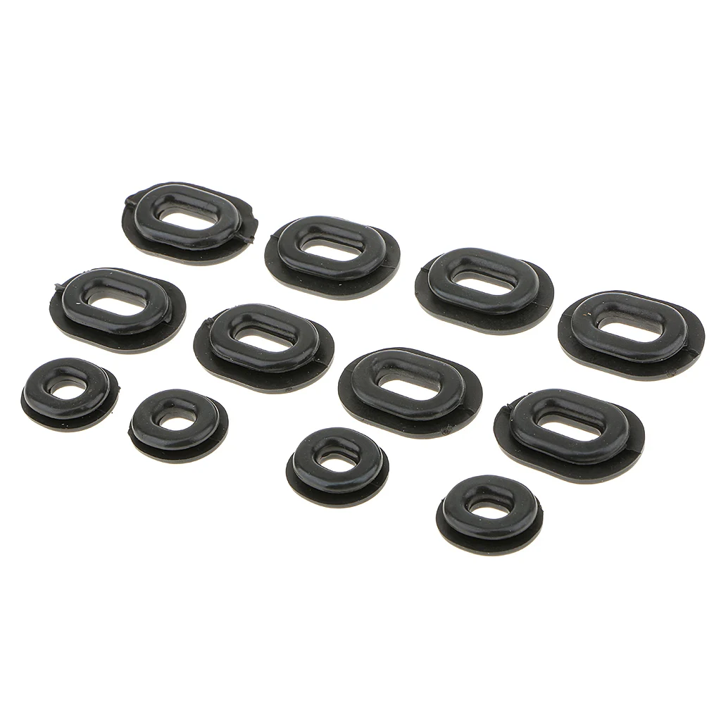 Dovewill 12-in-1 Black Rubber Side Cover Grommets For Motorcycle Car CG125 Covers & Ornamental Mouldings 