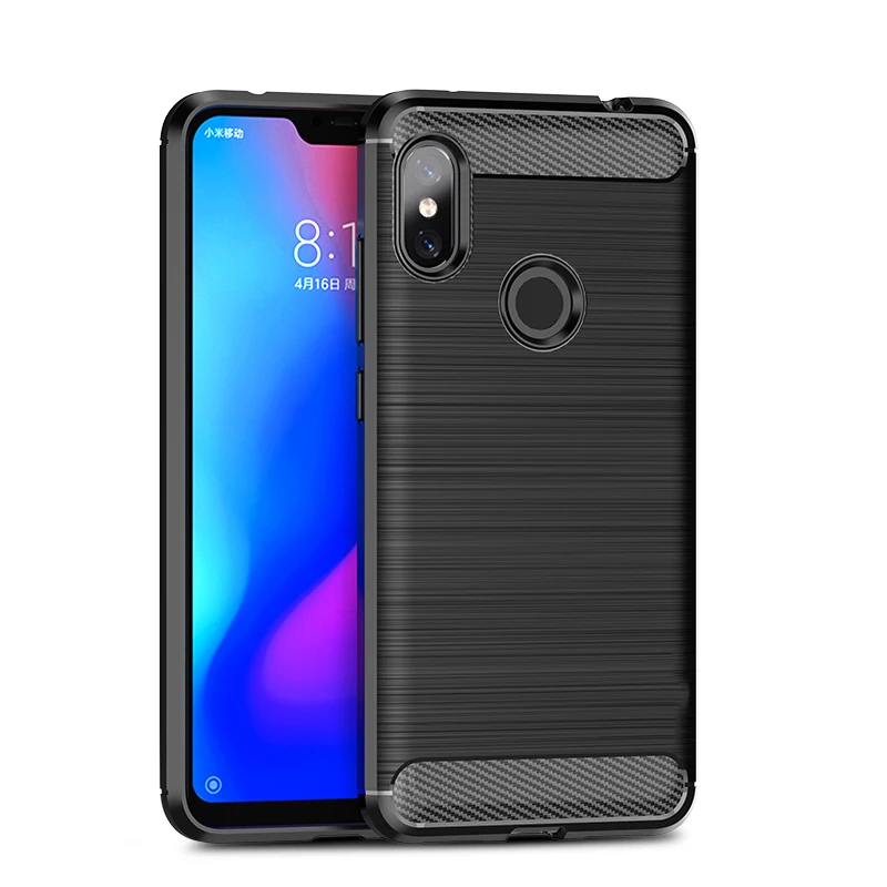 cheap Case For Xiaomi Redmi Note 6 Pro Soft Silicone Brushed Carbon Fiber Texture Xiomi Redmi Note6 Rugged Armor TPU Phone Cases Cover