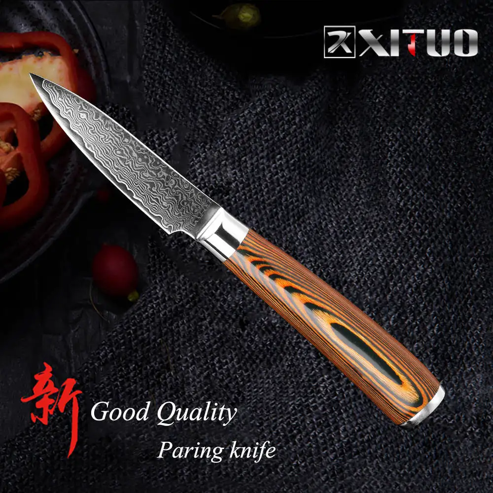 XITUO дамасский кухонный нож японский vg10 из высокоуглеродистой нержавеющей стали профессиональный нож шеф-повара обвалка нарезки утилита Кливер CN - Цвет: 3.5 In Paring knife
