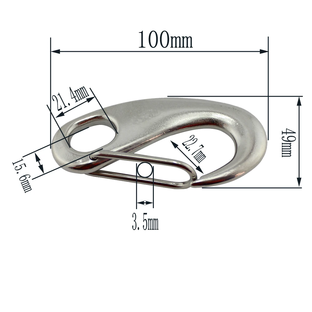 Морской нержавеющей яйцевидной формы пружинный карабин зажим Быстрый Карабин Пряжка овальный глаз Скоба Лобстер коготь 10 шт. 40 мм 50 мм 70 мм 100 мм