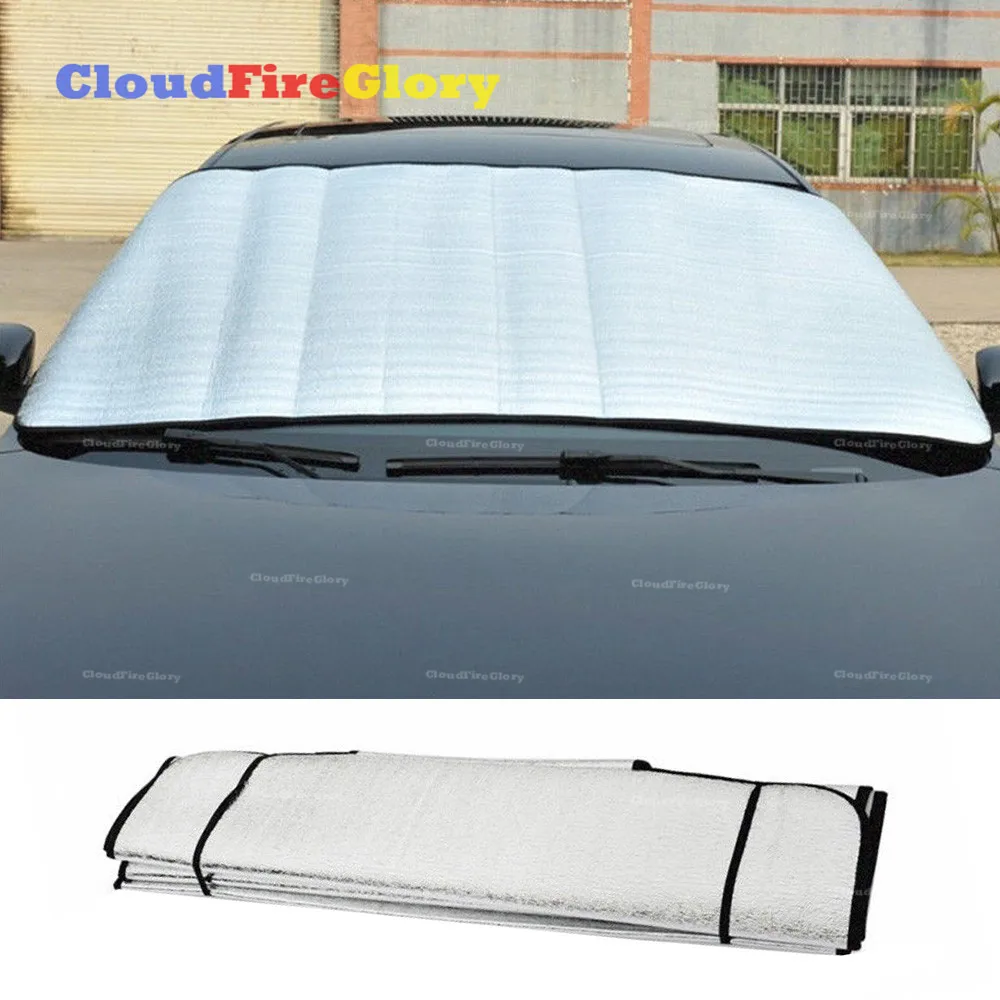 

CloudFireGlory Universal 4 Seasons Car Front Windshield Prevent Snow Ice Cover Frost Sun Visor Shade Dust Protector 150x70 cm