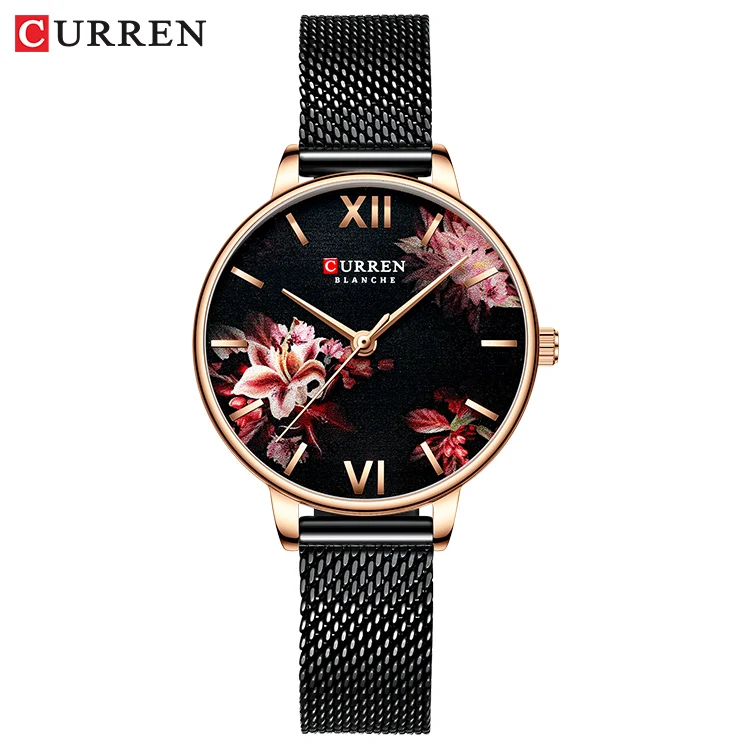 Women watches Green Dial Ladies Japanese quartz wristwatch waterproof Ultra-thin Stainless Steel Strap waterproof Reloj Mujer - Цвет: M black