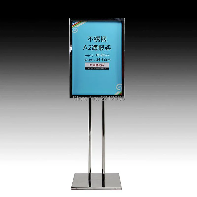 

A2 Double Pole Floor Stand Poster Sign Frame with Rectangle Steel Base for Advertising ,Graphics,Signage and Poster