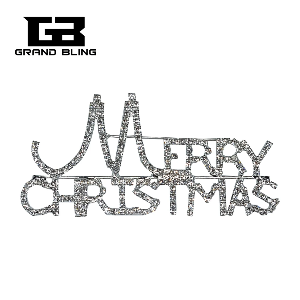 

Fancy Design of Cystal Brooch Gift "MERRY CHRISTMAS" Words Pin