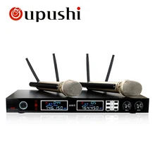 Oupushi двойной UHF Ручной микрофон беспроводной микрофон с приемником микрофон для караоке DJ поет песни микрофоны